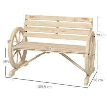 2-Seater Garden Bench, Wooden Bench, Park Bench With Country-Style Armrests, Load Capacity Up To 240 Kg, Fir Wood, Natural - Apricot - View 3