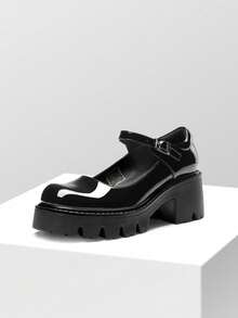 Women's Mary Janes Shoes Platform Low Heel Chunky Pumps Round Toe Simple Versatile Oxfords Shoes Suitable For Party, Outing,  Date - màu đen - Xem 8