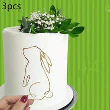 1 Stück/3 Stücke/6 Stücke Fröhliche Ostern Acryl Tortendeko Set mit goldenem & weißem Hasen Design Tortenpicks für Ostern Party Torte Dekoration - mehrfarbig - Übersicht 13