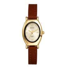 Rofusn Reloj de mujer de cuarzo analógico ovalado: Correa de PU, esfera punteada - Adecuado para todas las estaciones - Gris - Ver 3