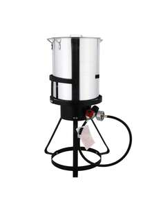 13x32 Inch Black Round Tripod Stove Rack – Silver Fryer Basket For Gas Stoves - 2-piece Set - View 1