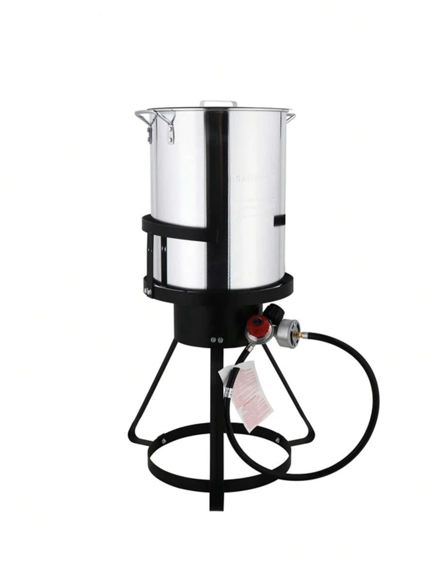 13x32 Inch Black Round Tripod Stove Rack – Silver Fryer Basket For Gas Stoves - 2-piece Set - View 1