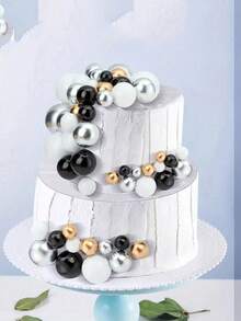 Colorful Spherical Cake Decorations, Foam Ball Cake Decorations, Spherical Cake Inserts Decorative Balls, Baking Decorations For Weddings, Anniversaries, Birthdays, Christmas, Halloween, Thanksgiving (Black, Silver, White, Gold) - DIY Cake Decorating Supplies - Multicolor - View 6