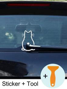 Katzen-Heckscheibenwischer-Aufkleber, Rückspiegel-Aufkleber, Frauen-Rückspiegel-Autosticker, Vinyl-Aufkleber zum Schutz vor Kratzer, Glasdekorations-Autosticker, geeignet für Fensteraufkleber, exquisiter Autosticker, geeignet für Autos, Computer, Fahrräder, Dekorationsaufkleber für Rückspiegel, Autozubehör für Frauen - Weiss - Übersicht 8