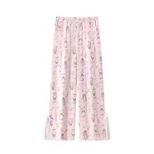 1pc Women's Cartoon Print Soft & Breathable 100% Cotton Pajama Pants - Pink - View 7