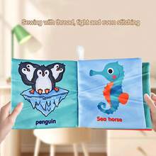 Libro de tela para bebé con temas de dibujos animados interesantes, que incluyen verduras, animales, alimentos submarinos, frutas, transporte, diseño colgante para atraer la atención del bebé - Multicolor - Ver 4
