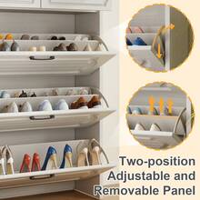 European Shoe Storage Cabinet With 3 Flip Drawers Slim Hidden Free Standing Organizer For Narrow Hallway - 白色 - 查看 3