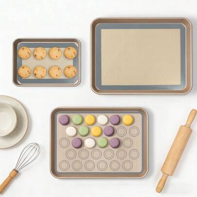 3 pezzi, Tappetino da forno in silicone, Rivestimento antiaderente per teglia, Fogli di rivestimento per teglia per forno tostapane, Tappetini da forno riutilizzabili resistenti al calore per biscotti, macarons, pane e pasticceria, Utensili da forno, Accessori da cucina
