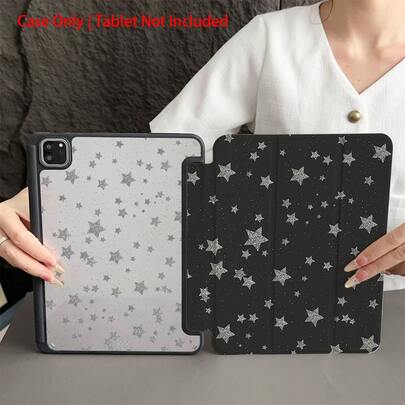 Kawaii Glitter Star IPad Case Clear Acrylic Shockproof Tri-Fold Stand For IPad 10th Generation