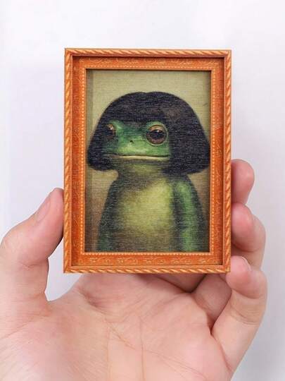 1pc Frog Shaped Magnetic Refrigerator Sticker, Mini Photo Frame Style Home Decor, Adds Fun To Your Space, Cute & Charming Appearance, Unique & Fun Holiday Gift