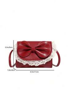1pc Mini Crossbody Bag With Lace And Bow Decoration, Cute And Unique High-Quality Pu Crossbody Bag, And Fashionable New Bag, Fresh And Lively Color Matching, New Youthful Style, Can Be Worn Crossbody, Adjustable Shoulder Strap, Casual And Fashionable - Mini Bow Bag + Unicorn Charm - View 8