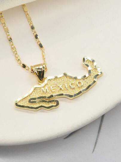 1pc Fashionable Minimalist Mexico Letter Map Pendant Necklace, Unisex Daily Wear Accessory, Best Gift For Couples/Party/Valentine's/Christmas, Suitable For Various Occasions