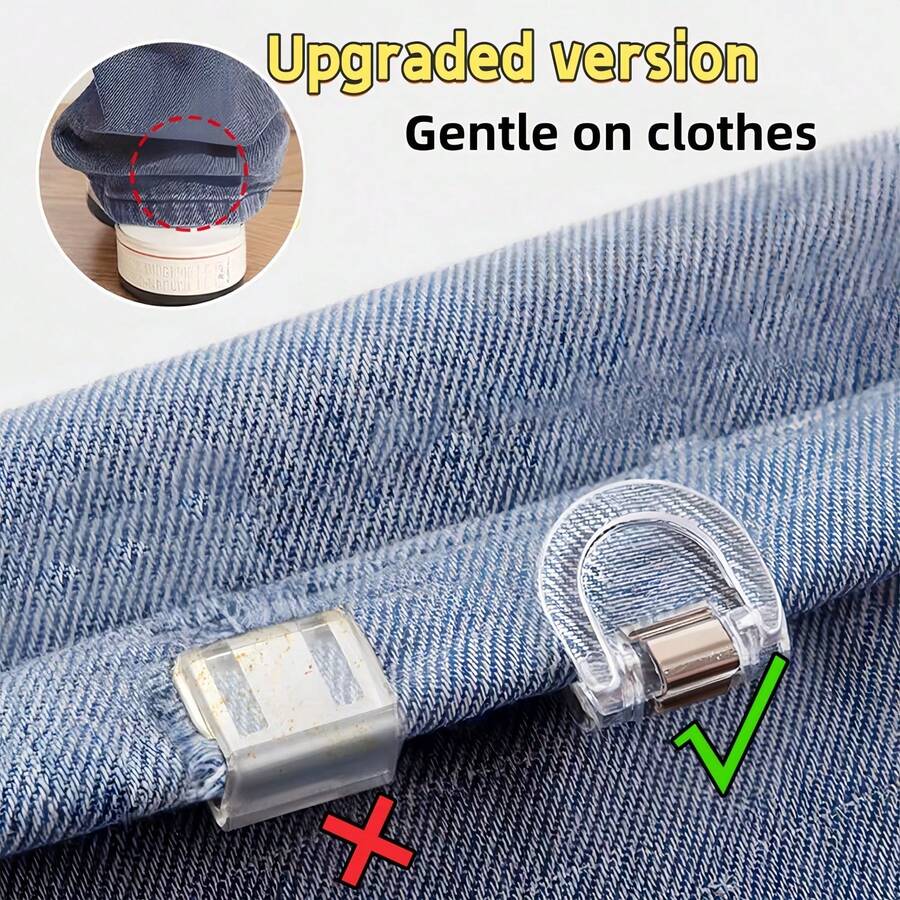 Seamless Invisible Pant Leg Clips | Adjustable Non-Slip Clips, Suitable For Jeans, Wide-Leg Pants | Transparent Plastic, Firm Grip - Transparent Pants Clip - View 1