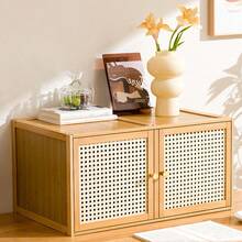 Square Storage Cabinet, Stackable Desktop Storage Box, Home Bar Storage Cabinet, Freely Combined Freestanding Storage Chest, Storage Cube - Ginger - View 6