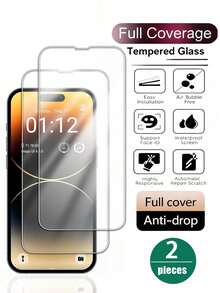 2pcs, Compatible With IPhone 17 Pro Max/17 Air/16 Pro Max/16E/16 Plus/15 Pro Max/14/13/12/11 Pro Max/X/XR/XS Max And Other Series, Anti-Fingerprint, 9H Hardness, Shock-Proof And Drop-Proof, Perfect Fit, Compatible With Phone Cases, High Light Transmittance, Optical-Grade High Definition, Anti-Glare Coating, Fully Protect Your Phone, Shock-Proof Protective Case, Smooth Surface, Minimalist Protection, Strong Adhesive, Durable Glass, For Smartphone Users, Tech Enthusiasts - Clear - View 31