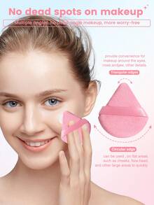 4 miếng mút trang điểm + 5 miếng bông phấn tam giác mềm mại – Sử dụng được cả khô và ướt cho lớp nền và lớp trang điểm - Hồng - Xem 6
