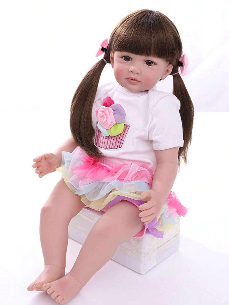 Charming 20 Inch Reborn Baby Girl Doll 3D High Color Skin Vinyl Body And Accessories Color Set Suitable For Children Aged 3 And Above - Multicolor - View 1