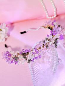 1个粉色水晶发箍，优雅星空设计，甜美公主风，适合新年、婚礼、节日礼物、派对、日常佩戴 - 粉色 - 查看 6