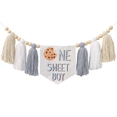 1件手工饼干主题高脚椅横幅，适合生日派对装饰、房间装饰、墙面装饰