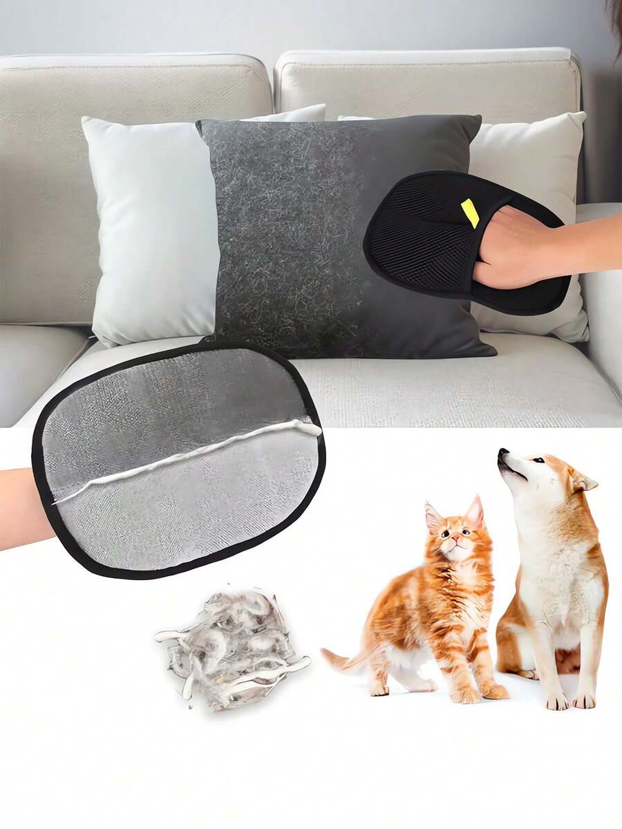 Găng tay chải lông thú cưng hai mặt 24 x 17cm, găng tay chải lông thú cưng hai mặt, găng tay chải lông không tĩnh điện, găng tay chải lông thú cưng tái sử dụng