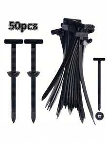 50/100 Pcs Black Cable Ties, Universal Cable Tie Buckle, Leaf Board Bottom Plate, Universal Buck - Multiple Styles - View 2