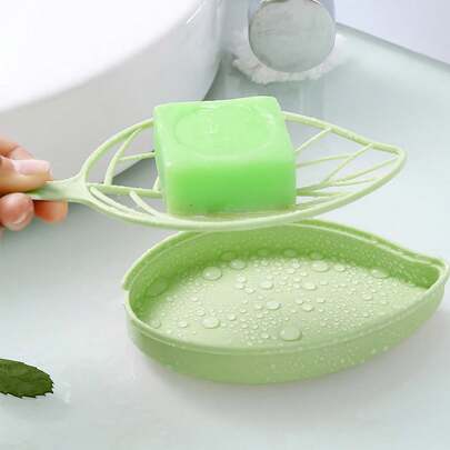 绿叶双层沥水创意家用皂碟，浴室卫生间阳台洗衣房皂盒