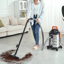 Stainless Steel Wet Dry Shop Vacuum, 8 Gallon 6 Peak Horsepower Wet/Dry Vac, Powerful Suction With Blower Function W/ Attachment 2-In-1 Crevice Nozzle, Small Shop Vac Perfect For Carpet Debris, Pet Hair - 銀色 - 查看 9