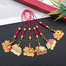 1件装 时尚珐琅可爱马年2026年手机挂件钥匙扣新年中国风祝福钥匙扣包包挂件钱包挂件完美新年礼物 - 彩色 - 查看 4