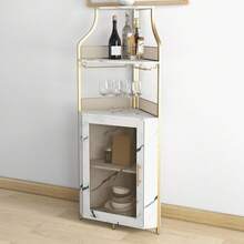 clóset de Esquina para licores con estantes Ajustables, clóset de Barra Industrial de 61 Pulgadas, no Empotrado con Puerta de Malla y Soporte de Vidrio para Cocina, Color café rústico - Dorado - Ver 1