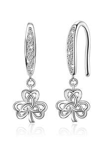 Bông tai mặt dây chuyền hình nút thắt bằng bạc Sterling 925 không gây dị ứng, đính đá Cubic Zirconia, đơn giản và thanh lịch, phù hợp để đeo hàng ngày, quà tặng sinh nhật. - Bạc - Xem 1