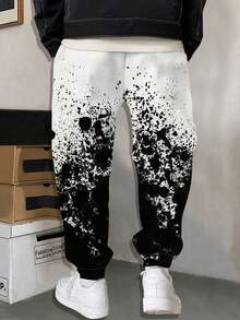Personalized 3D Digital Printed Sweatpants For Men, Loose Sports Casual Pants, Fashionable Splash Ink Graffiti Tapered Pants - [Multiple Colors] - View 2
