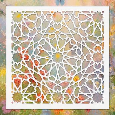 11.8 X 11.8 Inch Mold Tile Painting Template, Suitable For Art DIY Handcraft, Air Brush And Spray Pen Leak-Proof Board, Manual Laser Cut Stencil For Painting On Tiles, Clothes, Furniture, Floors, Walls, Sculptures, Gardening And Other Reusable Moroccan Creative Templates, Creative Painting, Decorative Template, Exquisite Design, High-Quality Material, Template, Painting Template, Cutting Guide, DIY Enthusiasts