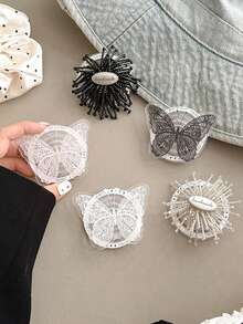 1 Soporte magnético para teléfono con mariposa de encaje, fresco, simple y lindo, extensible y fácil de transportar, soporte de escritorio de alta gama - Multicolor - Ver 1