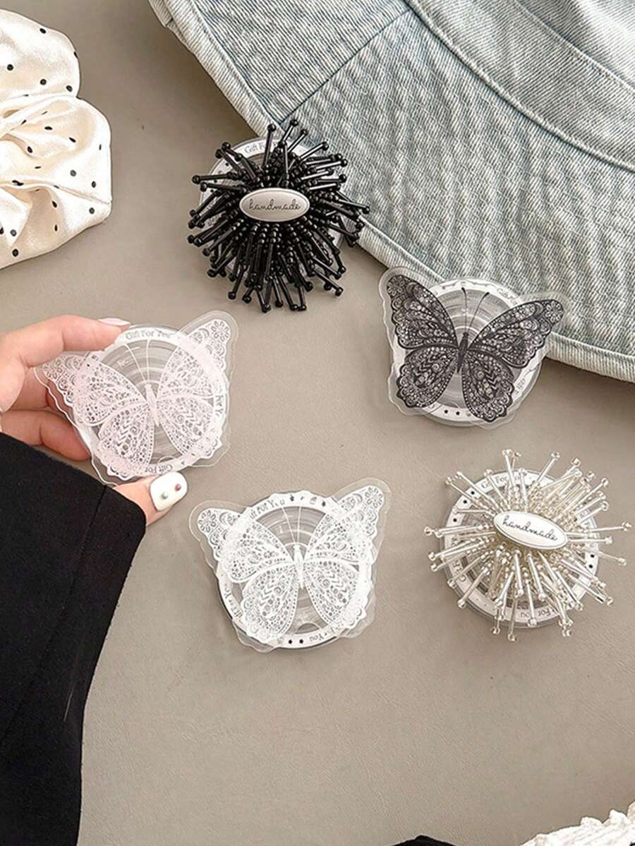 1 Soporte magnético para teléfono con mariposa de encaje, fresco, simple y lindo, extensible y fácil de transportar, soporte de escritorio de alta gama - Multicolor - Ver 1