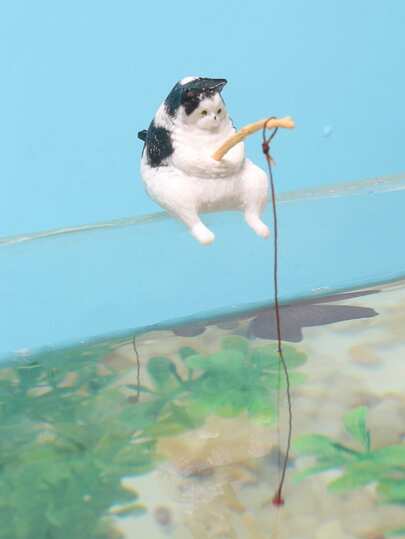 Kreativ hängande akvariedekor med fiskekatt, mini-landskapsprydnad för skrivbordet