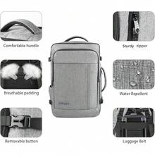 60L Backpack, Extra Large Travel Backpack For Men & Women, Expandable Big Capacity For Airplanes, Travel Gifts For Men Women, Fits 18.4 Inch Laptop, Luggage Suitcase Daypack Bag, Grey - 灰色 - 查看 3