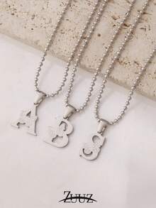 1pc Stainless Steel 26 A-Z Butterfly Initial Letter Charm Necklace Alphabet Pendant Bead Chain Necklace For Women Jewelry Birthday Suitable Daily Wear - Necklace - View 5