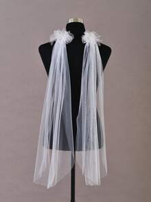 1 Pair Embroidered Ball Bridal Veil With Combs Elegant Woman Wedding Veil - Milky - View 9