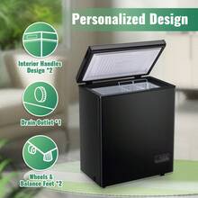 WANAI 4.0 Cubic Feet Capacity Refrigerator, Equipped With Temperature Display Function, Compact Mini Freezer With 2 Detachable Baskets, Suitable For Any Location, Black - US B Type Plug(110-127V) - View 7