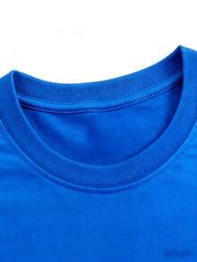 (220 Cotton T-Shirt Double-Sided Printing) Blue 1pc Flame & Star Graphic T-Shirt, Y2K, Streetwear, Digital Print T - Shirt Casual Comfort Cotton Tee For Spring & Summer Fall Men's Clothing, Gift, Unisex - Blue - View 2