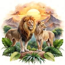 6-Inch Lion Theme Vinyl Sticker - Cartoon Style Self-Adhesive Decal, Glossy Finish With Glitter Details, One-Time Asymmetrical Shape, Suitable For Cars, Laptops, Trucks, Motorcycles, Windows, Walls - Can Be Stuck On Glass, Metal, Ceramic Surfaces, Lion Decor - A - View 7