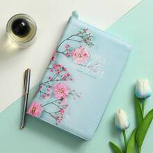 Biblia Para Mujer Con Cierre Letra Grande 12 Puntos RV1960 Imit. Floral Turquesa Con Indice - Single Book - View 2
