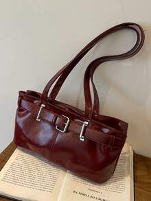 时尚女士手提包，休闲通勤单肩包，2025夏季新款 - 酒紅色 - 查看 6