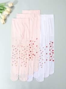 2/6 Pairs Girls Fruit Print Tight Leggings, Breathable Thin Tights For Spring/Summer - Multicolor - View 4