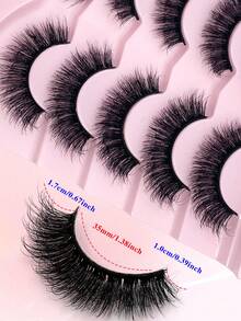 ENCHUW 5 Pairs False Eyelashes Long Thick Three-Dimensional Eye Lashes Fluffy Dramatic Fake Eyelashes Criss Cross Lashes Suitable For Parties - Black - View 2