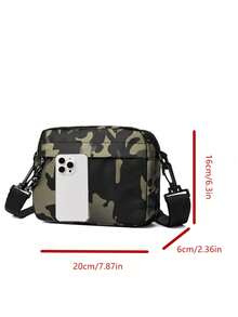 Camouflage Fashion Casual Versatile Men's Shoulder Sling Bag, Can Accommodate Phone, Umbrella, Water Bottle, Coins, Keys, Suitable For Outdoor, Leisure, Travel, Shopping, Commuting, Campus, Valentine Day - Black camouflage - View 2