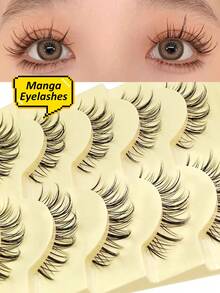 Rikuaild 5 Pairs Of Manga Eyelashes Clear Band Natural Eyelashes Fake Eyelashes Eyelash Extensions Daily Dating Makeup Eyelashes , Eid Fake Eyelashes - Natural Lashes - View 1