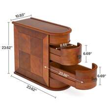 Tribesigns Solid Wood Side Table, Bedside Table With 2 Drawers, No Assembly Required, Vintage Slim Narrow Coffee Desk For Living Room Bedroom Couch Office, Brown Furniture - màu nâu - Xem 2