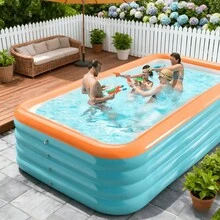 Piscina inflable grande y gruesa para adultos de 120*68*27 pulgadas, piscina familiar para el patio trasero, adecuada para el jardín, parque acuático de verano, piscina portátil de fácil montaje - A - Ver 7
