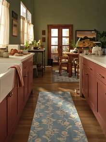 1 pieza Alfombra/Tapete/Felpudo/Pasillo de área con patrón floral vintage, rayado y botánico, alfombra suave y lavable para baño, cocina, entrada, pasillo, dormitorio, sala de estar, decoración versátil para el hogar - Multicolor - Ver 7